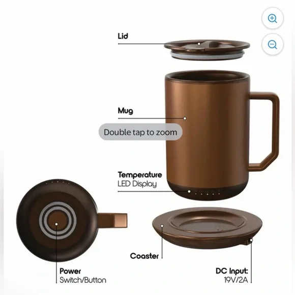 ionMug & Charging Coaster, 12oz. Stainless Steel Self Heating Coffee Mug w/ Lid - Picture 3 of 10